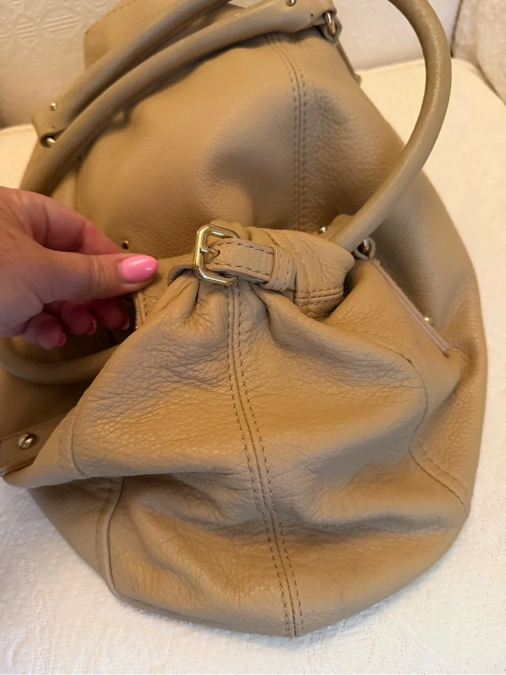 kate spade New York Tan Leather Shoulder Bag with Top Handles